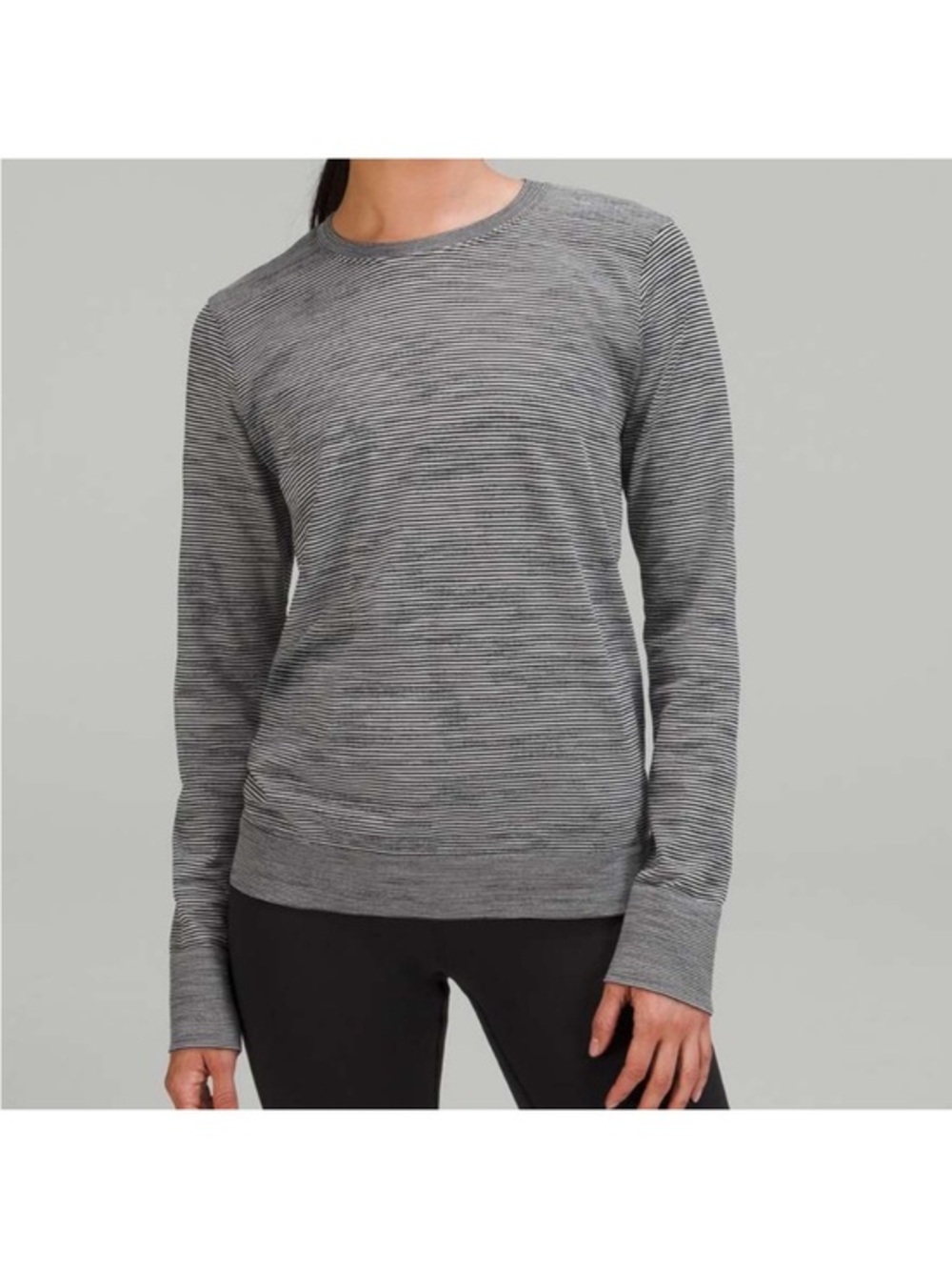lululemon athletica Gray Striped Long-Sleeve Crew